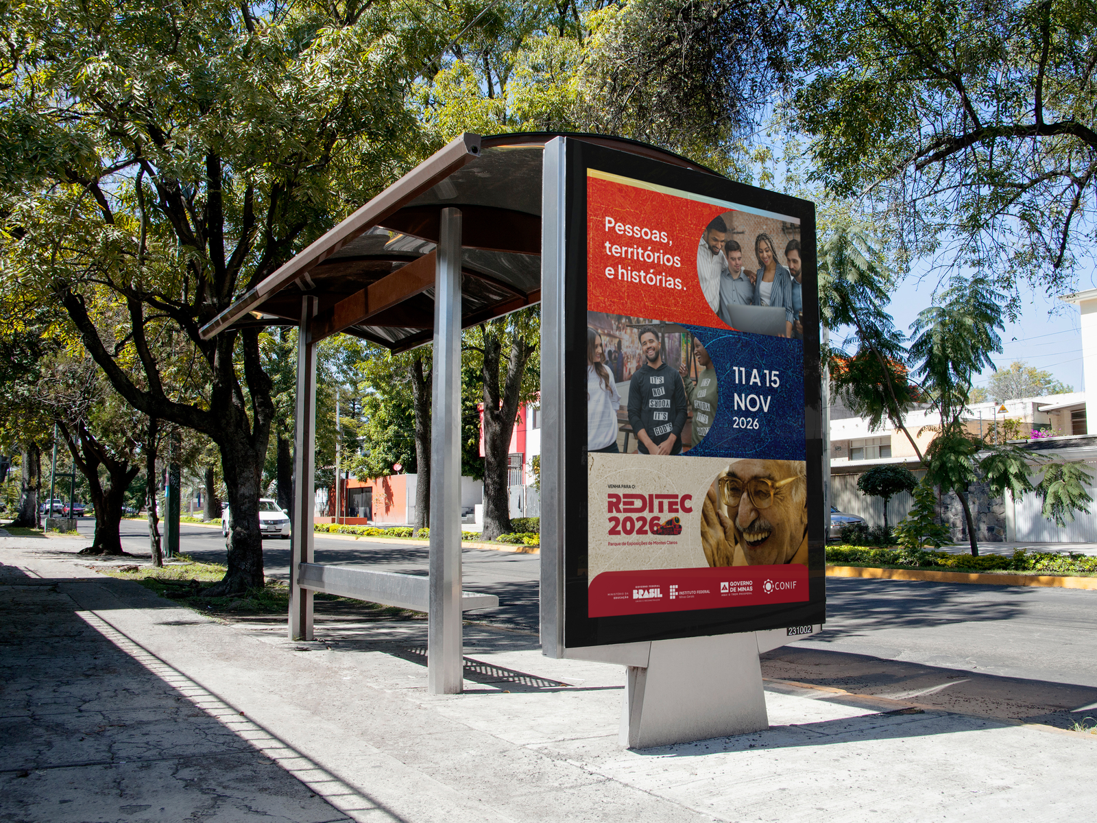 Ad moderno ponto de ônibus