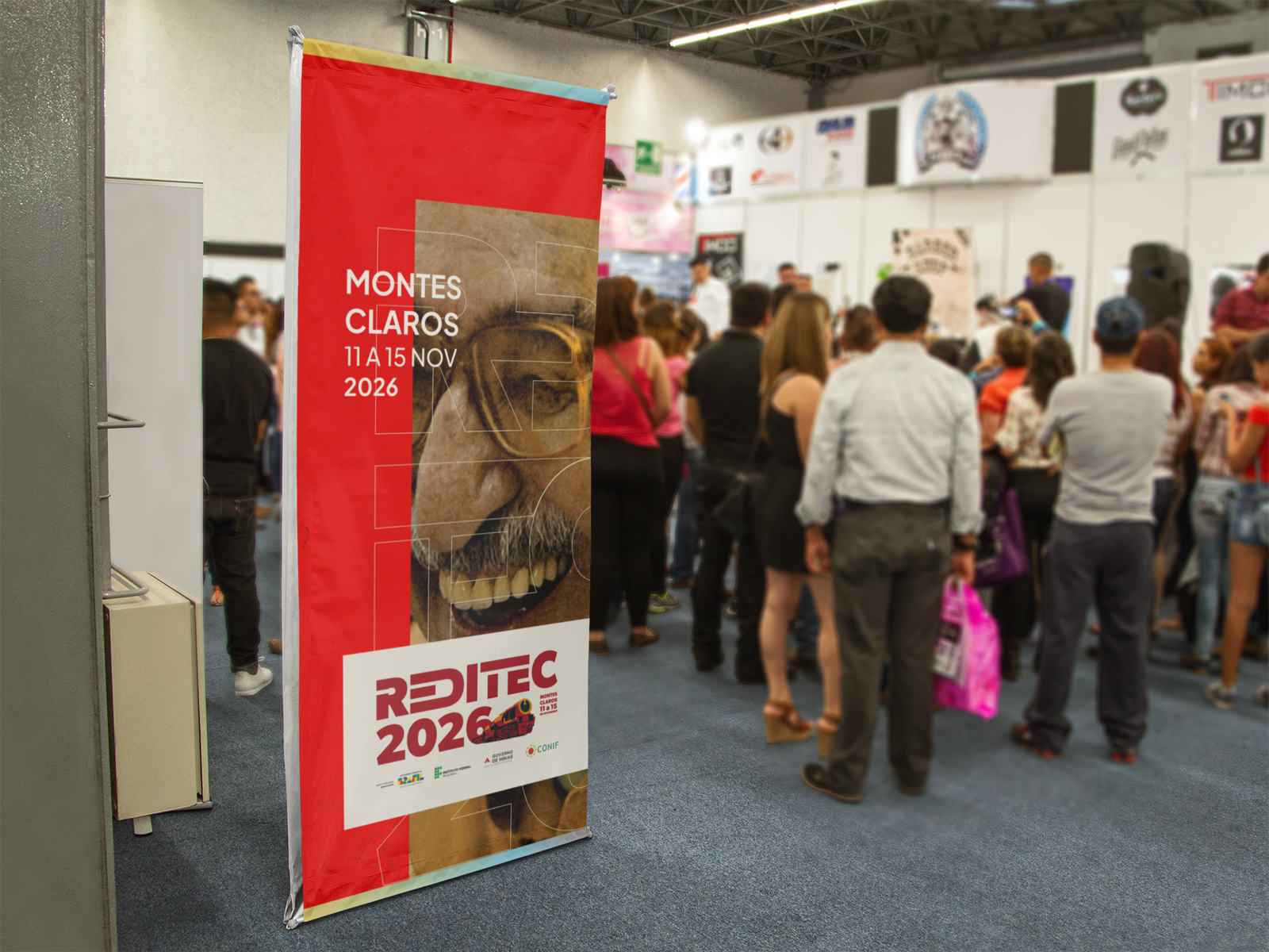 Banner vertical em centro de convenções